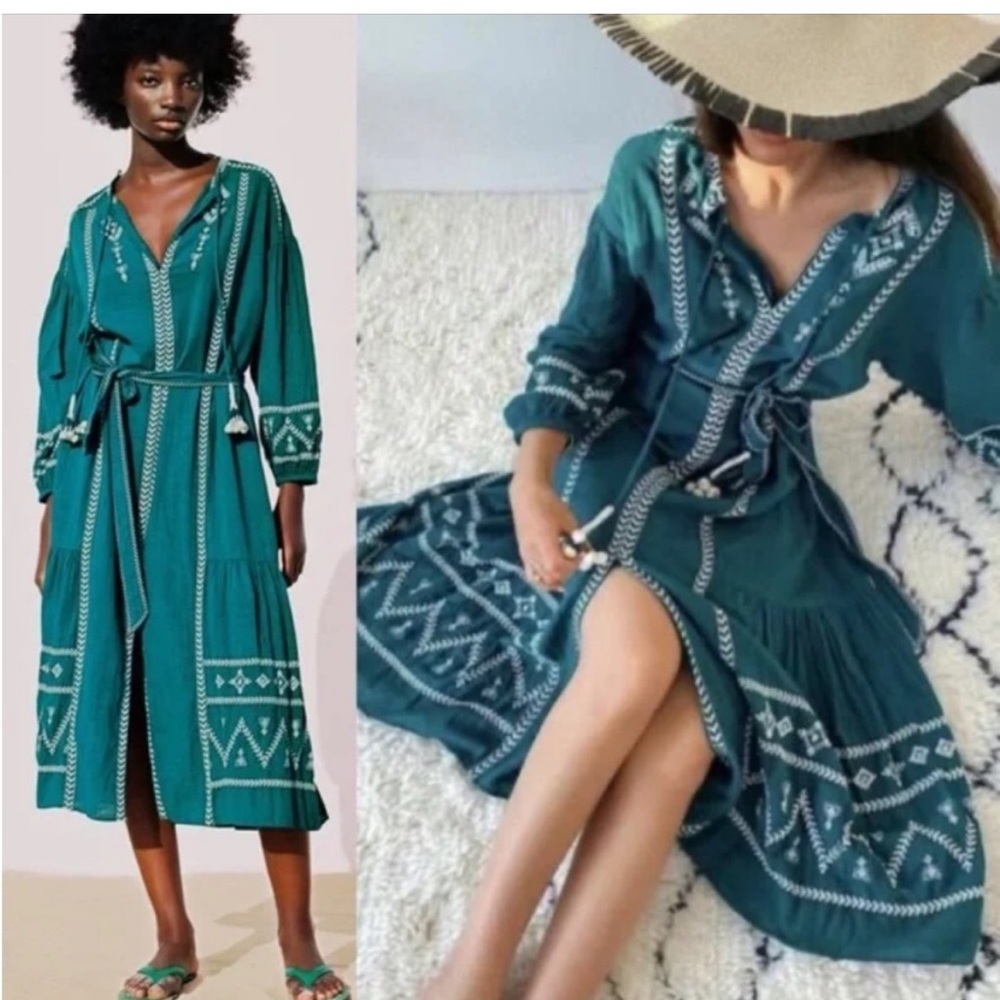 ZARA Embroidered Dress - Size XS